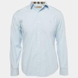 Pre Owned Burberry Blue Cotton Button Front Shirt M
