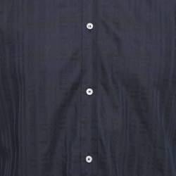Pre Owned Burberry Navy Blue Checks Cotton Tailored Shirt L