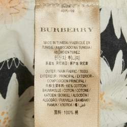 Pre Owned Burberry Black/Cream Floral Print Cotton Short Sleeve Shirt XL