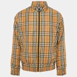 Pre Owned Burberry Brown House Checks Synthetic Zip-Up Jacket M