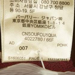 Pre Owned Burberry Burgundy Cotton Pique Logo Detail Polo T-Shirt XXL