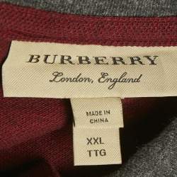 Pre Owned Burberry Burgundy Cotton Pique Logo Detail Polo T-Shirt XXL