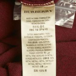 Pre Owned Burberry Burgundy Cotton Pique Logo Detail Polo T-Shirt XXL