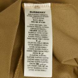Pre Owned Burberry Brown Striped Logo Trim Cotton Pique Polo T-Shirt L 