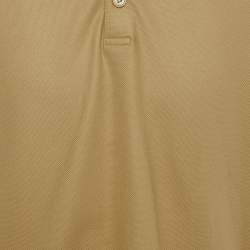 Pre Owned Burberry Brown Striped Logo Trim Cotton Pique Polo T-Shirt L 