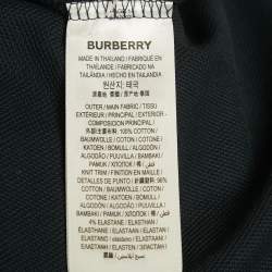 Pre Owned Burberry Navy Blue TB Logo Embroidered Cotton Pique Polo T-Shirt L