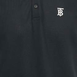 Pre Owned Burberry Navy Blue TB Logo Embroidered Cotton Pique Polo T-Shirt L