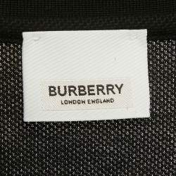 Pre Owned Burberry Black Striped Logo Trim Cotton Edney Polo T-Shirt L