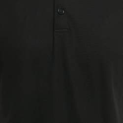 Pre Owned Burberry Black Striped Logo Trim Cotton Edney Polo T-Shirt L
