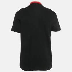 Pre Owned Burberry Black Striped Logo Trim Cotton Edney Polo T-Shirt L