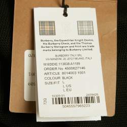 Pre Owned Burberry Black TB Logo Embroidered Cotton Eddie Polo T-Shirt L