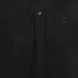 Pre Owned Burberry Black TB Logo Embroidered Cotton Eddie Polo T-Shirt L