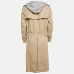 Pre Owned Burberry Beige /Grey Cotton Hooded Trench Coat XS