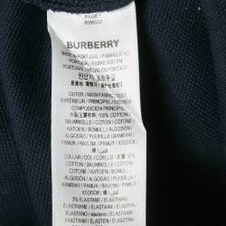 Pre Owned Burberry Navy Blue Cotton Striped Collar Detail Pierson Polo T-Shirt XXL
