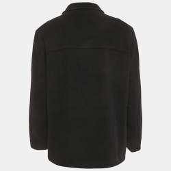 Pre Owned Burberry London Vintage Black Merino Wool Coat 3XL