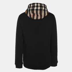 Pre Owned Burberry Black/Beige House Check Patterned Jersey Hoodie S