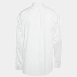 Pre Owned Burberry White Cotton Vintage Check Detail Shirt XXL