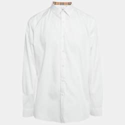Pre Owned Burberry White Cotton Vintage Check Detail Shirt XXL