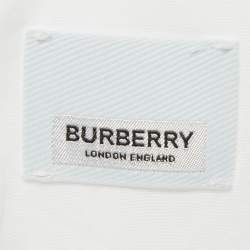 Pre Owned Burberry White Cotton Vintage Check Detail Shirt XXL