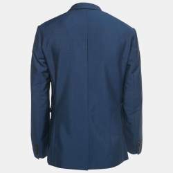 Pre Owned Burberry Blue Wool Regular Fit Blazer L