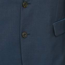 Pre Owned Burberry Blue Wool Regular Fit Blazer L