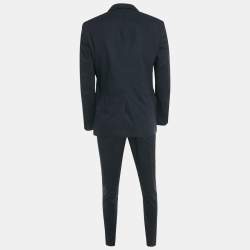 Pre Owned Burberry Navy Blue Cotton Regular Fit Pants Suit Set L/M