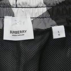 Pre Owned Burberry Blue Checks Synthetic Swim Shorts L