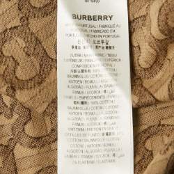 Pre Owned Burberry Brown TB Monogram Striped Cotton Crew Neck T-Shirt L