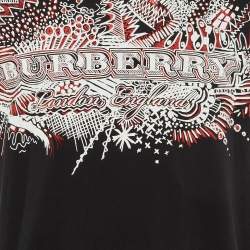 Pre Owned Burberry Black Printed Cotton T-Shirt M