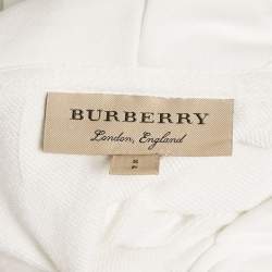 Pre Owned Burberry White Checker Pocket Cotton Hoodie S