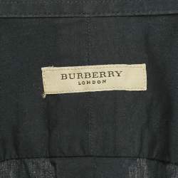 Pre Owned قميص بربري قطني كحلي قصير الأكمام مقاس كبير - لارج