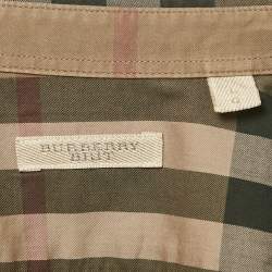 مملوكة مسبقًا Burberry Brown Checked Cotton Full Sleeve Shirt L