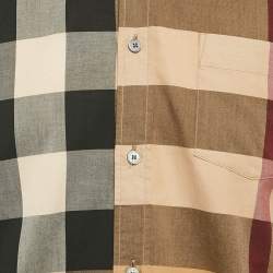 مملوكة مسبقًا قميص بربري بريت أكمام كاملة قطن كاروهات بيج متوسط