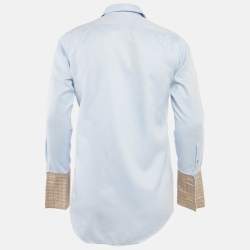مملوكة مسبقًا Burberry Blue Gabardine Long Sleeve Shirt S