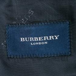 Pre Owned بليزر بربري صوف مخطط بأزرار زرقاء مائل للقديم كبير