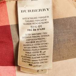 Pre Owned قميص بربري بيج مربعات أكمام طويلة قطن مقاس كبير جدا