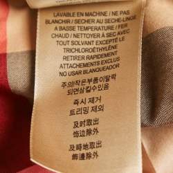 Pre Owned قميص بربري بيج مربعات أكمام طويلة قطن مقاس كبير جدا