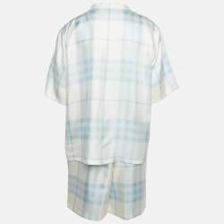 Pre Owned Burberry Blue Check Print Silk Shirt and Shorts Set XXL/XL