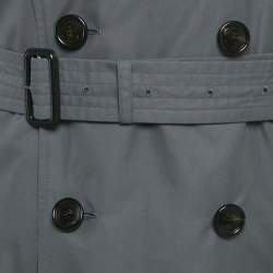 مملوكة مسبقًا Burberry Grey Cotton Double Breasted Trench Coat M