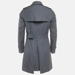 مملوكة مسبقًا Burberry Grey Cotton Double Breasted Trench Coat M