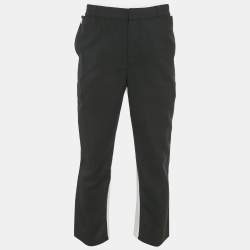 مملوكة مسبقًا Burberry Black Wool & Logo Printed Knit Paneled Pants M