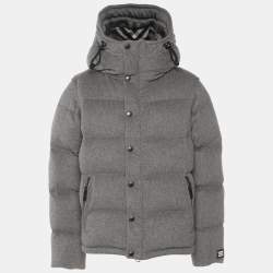 مملوكة مسبقًا Burberry Grey Cashmere Quilted Detachable Sleeve Puffer Jacket S
