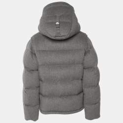 مملوكة مسبقًا جاكيت بربري منفوخ كشمير رمادي أكمام قابلة للفصل مقاس صغير