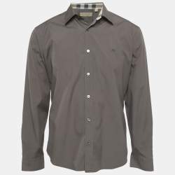 مملوكة مسبقًا Burberry Grey Cotton Long Sleeve Shirt XL