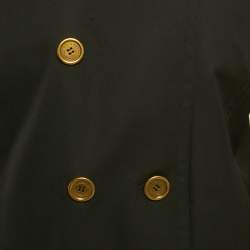 Pre Owned معطف بربري غاباردين أسود صدر مزدوج متو سط