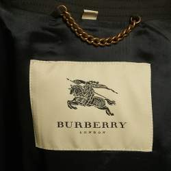 Pre Owned معطف بربري غاباردين أسود صدر مزدوج متوسط