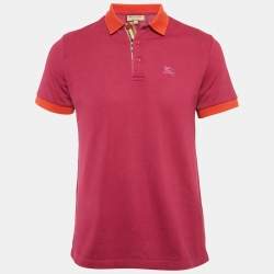 Pre Owned Burberry Pink Pique Polo T-Shirt M