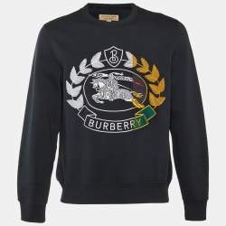 مملوكة مسبقًا Burberry Midnight Blue Cotton Logo Embroidered Renshaw Sweatshirt S