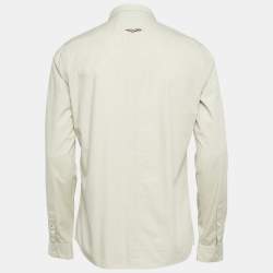 Pre Owned قميص بربري قطن رمادي بأزرار أمامية مقاس كبير جدًا - إكس إكس لارج