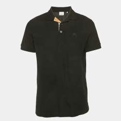 Pre Owned Burberry Black Pique Jersey Polo T-Shirt M